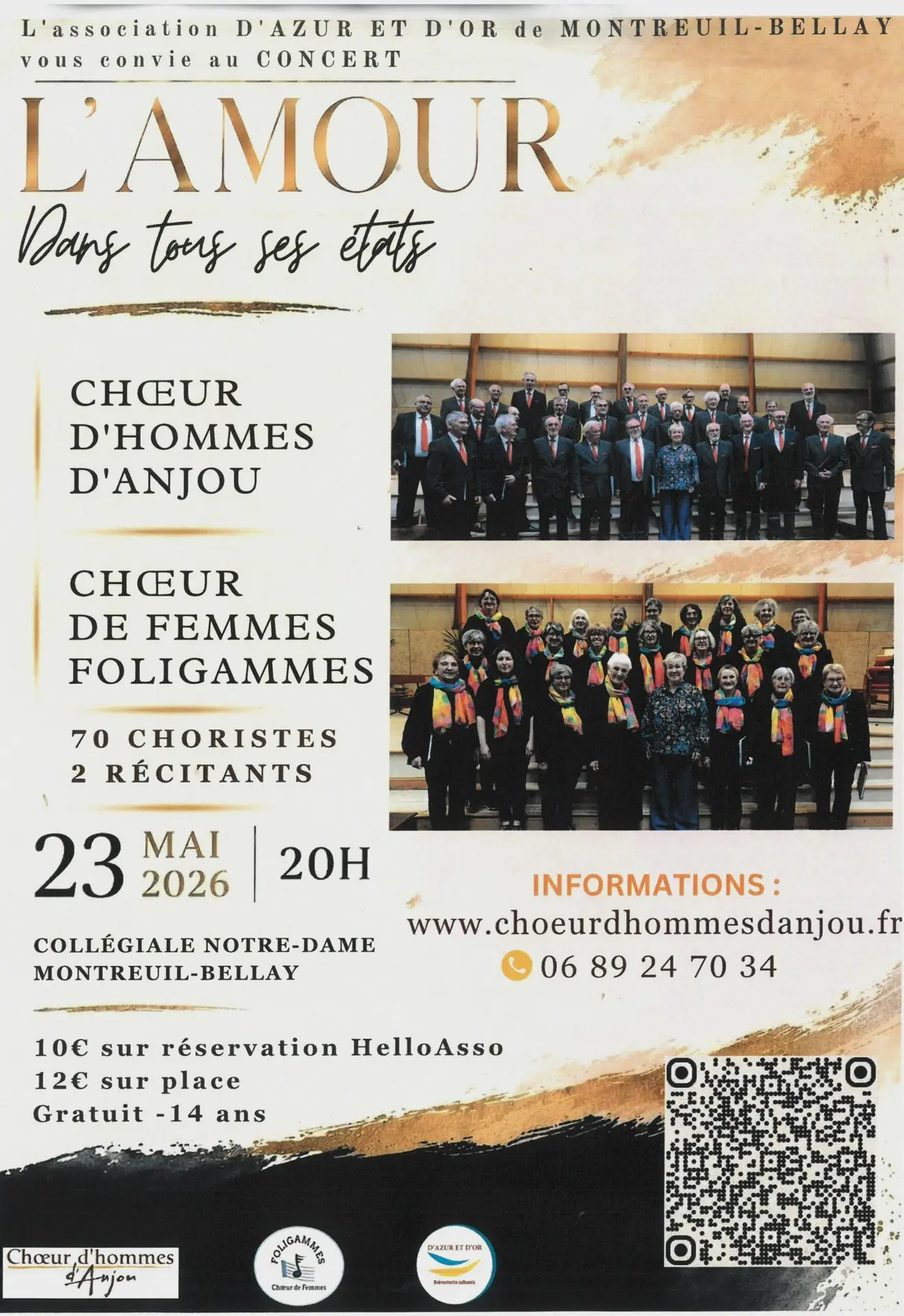 Affiche du Concert du 23 mlai 2026 Choeur d'Hommes etr choeur de Femmes